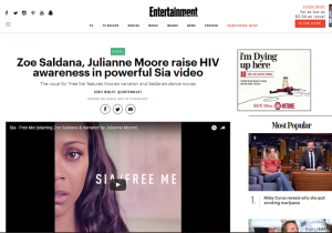 Entertainment Weekly: Zoe Saldana, Julianne Moore raise HIV awareness in powerful Sia video
