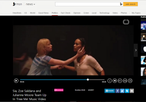 MSN News article: Sia, Zoe Saldana and Julianne Moore Team Up In 'Free Me' Music Video