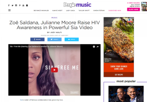 People Article: Zoë Saldana, Julianne Moore Raise HIV Awareness in Powerful Sia Video