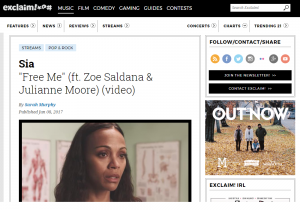 Exclaim! :  "Free Me" (ft. Zoe Saldana & Julianne Moore)