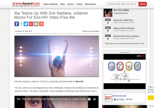 Stereoboard Article: Sia Teams Up With Zoe Saldana, Julianne Moore For End HIV Video Free Me